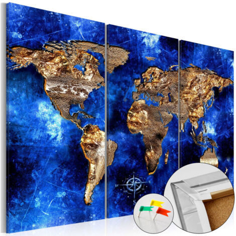 Tableau en Liège "Carte du Monde - Golden Continents" 40 x 60 cm (1/2)