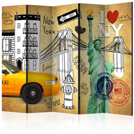 Paravent 5 Volets "One Way New York" 172x225cm (1/2)