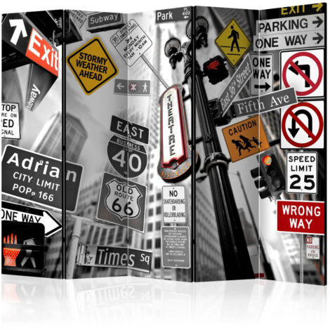 Paravent 5 Volets "New York Signs" 172x225cm (1/2)