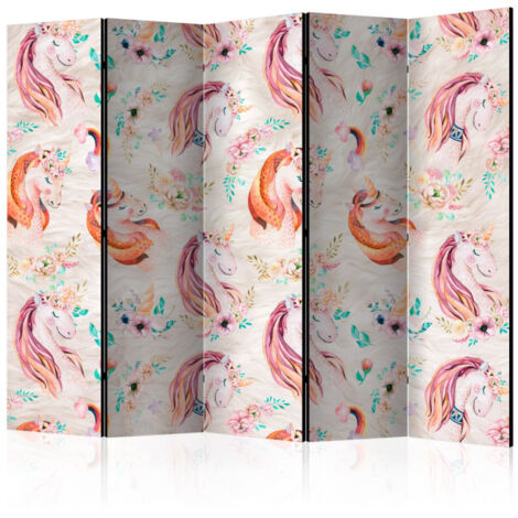 Paravent 5 Volets "Pastel Unicorns" 172x225cm (1/2)