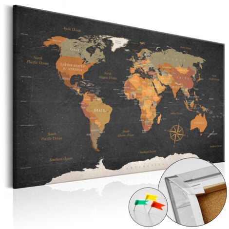 Tableau en Liège "Carte du Monde - Secrets of the Earth" 40 x 60 cm