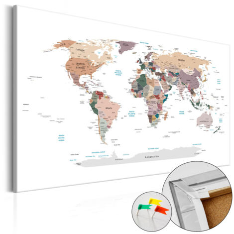 Tableau en Liège "Carte du Monde - Where Today" 80 x 120 cm (1/2)