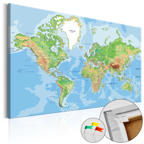 Tableau en Liège "Carte du Monde - World Geography" 60 x 90 cm (1/2)