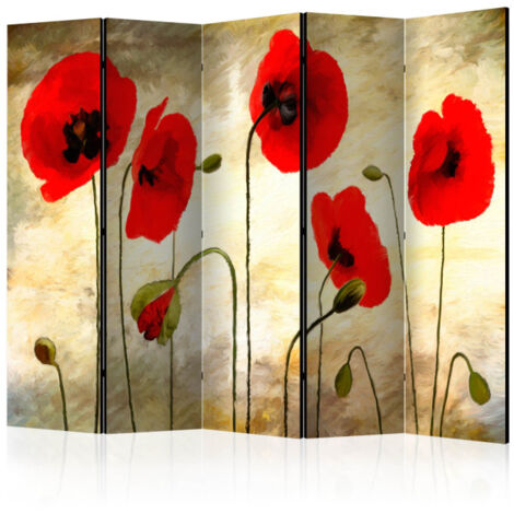 Paravent 5 Volets "Golden Field of Poppies" 172x225cm (1/2)