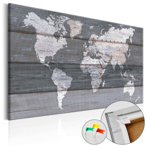 Tableau en Liège "Carte du Monde - Grey Earth" 40 x 60 cm (1/2)