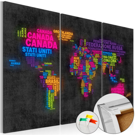 Tableau en Liège "Carte du Monde - Mappa Del Mondo" 40 x 60 cm (1/2)