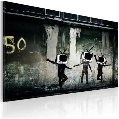 Tableau Imprimé "Danse de TV Têtes - Banksy" 40x60cm (1/4)