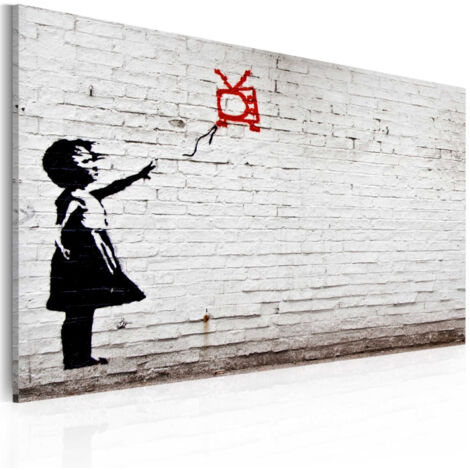 Tableau Imprimé "Fille avec TV - Banksy" 40x60cm (1/2)