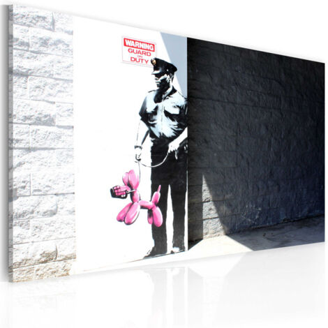 Tableau Imprimé "Policier & Chien Rose - Banksy" 40x60cm (1/2)