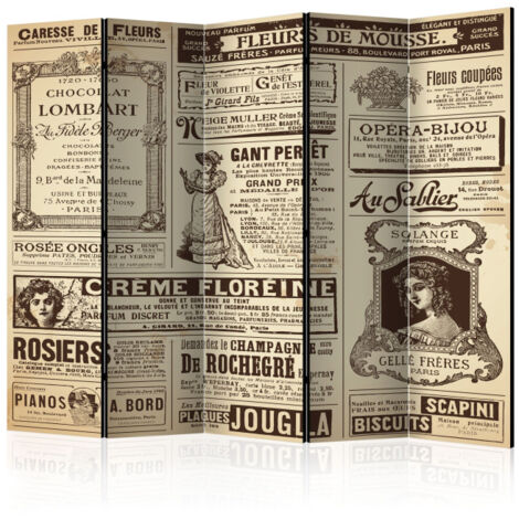 Paravent 5 Volets "Vintage Magazines" 172x225cm (1/2)