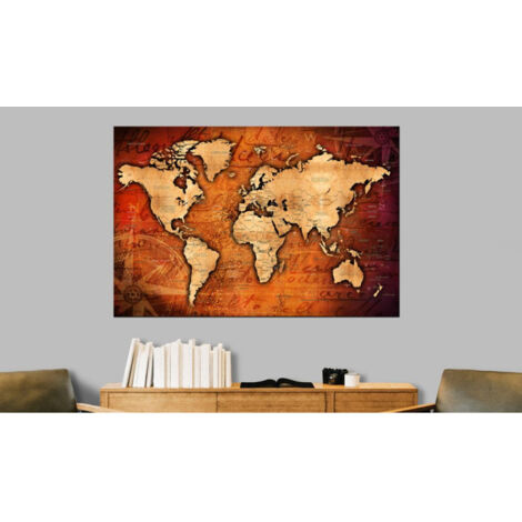 Tableau en Liège "Carte du Monde - Amber World" 40 x 60 cm