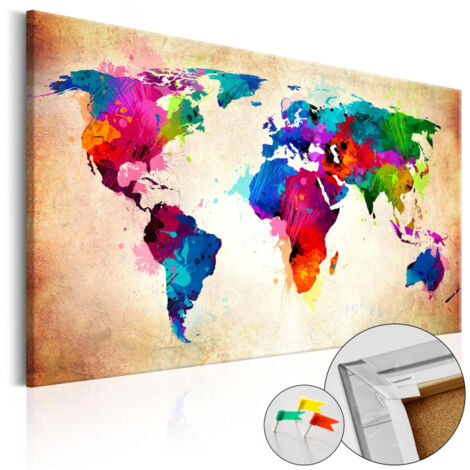 Tableau en Liège "Carte du Monde - Colourful Ranger" 40 x 60 cm (1/2)