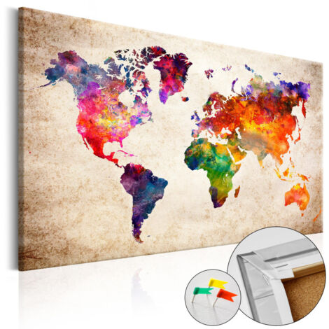 Tableau en Liège "Carte du Monde - Colourful Universe" 60 x 90 cm (1/2)