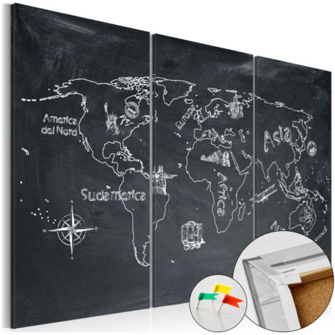 Tableau en Liège "Carte du Monde - Geography Lesson" 40 x 60 cm (1/2)