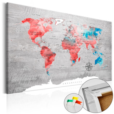 Tableau en Liège "Carte du Monde - Red Roam" 40 x 60 cm (1/2)