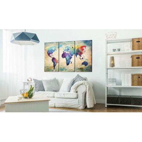 Tableau en Liège "Carte du Monde - Rainbow Map" 40 x 60 cm