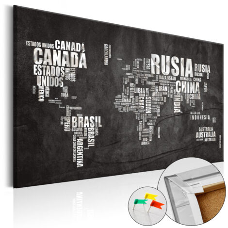 Tableau en Liège "Carte du Monde - Mundo Negro" 40 x 60 cm (1/2)