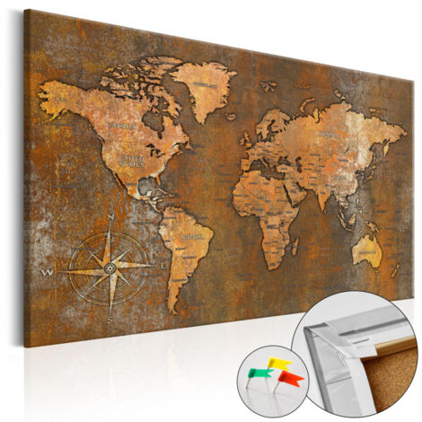 Tableau en Liège "Carte du Monde - Rusty World" 40 x 60 cm (1/2)