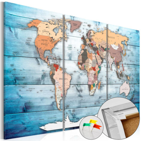 Tableau en Liège "Carte du Monde - Sapphire Travels" 40 x 60 cm (1/2)