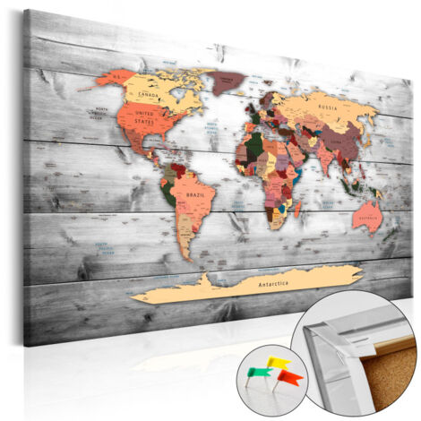 Tableau en Liège "Carte du Monde - Direction World" 40 x 60 cm (1/2)