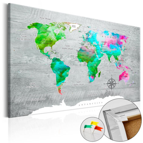 Tableau en Liège "Carte du Monde - Green Paradise" 40 x 60 cm (1/2)