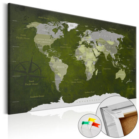 Tableau en Liège "Carte du Monde - Malachite World" 60 x 90 cm (1/2)