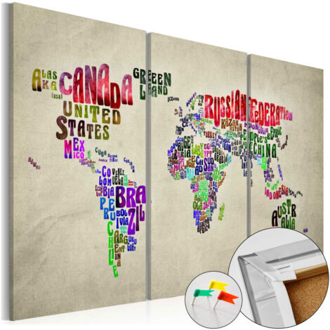 Tableau en Liège "Carte du Monde - Colorful Countries" 40 x 60 cm (1/2)