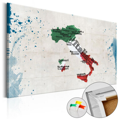 Tableau en Liège "Carte du Monde - Italy" 40 x 60 cm (1/2)