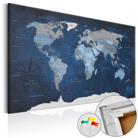 Tableau en Liège "Carte du Monde - Dark Blue World" 80 x 120 cm (1/2)