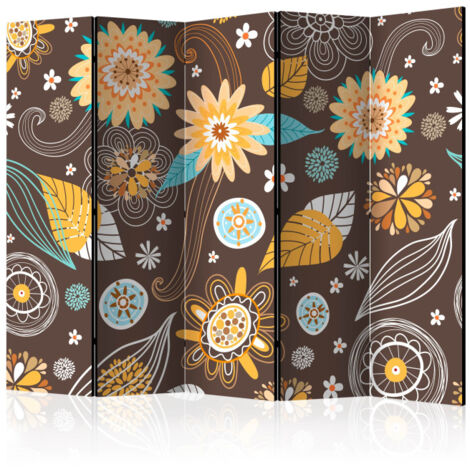Paravent 5 Volets "Transparent Flowers" 172x225cm (1/2)