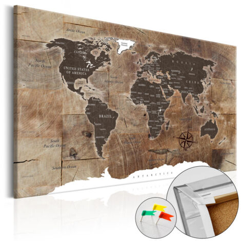 Tableau en Liège "Carte du Monde - Wooden Mosaic" 40 x 60 cm (1/2)