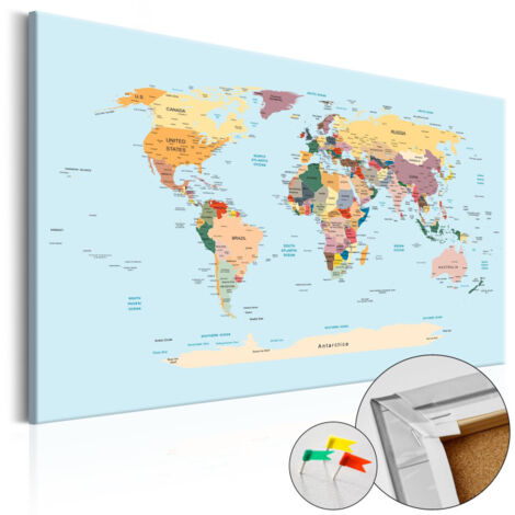Tableau en Liège "Carte du Monde - Travel with Me" 40 x 60 cm (1/2)