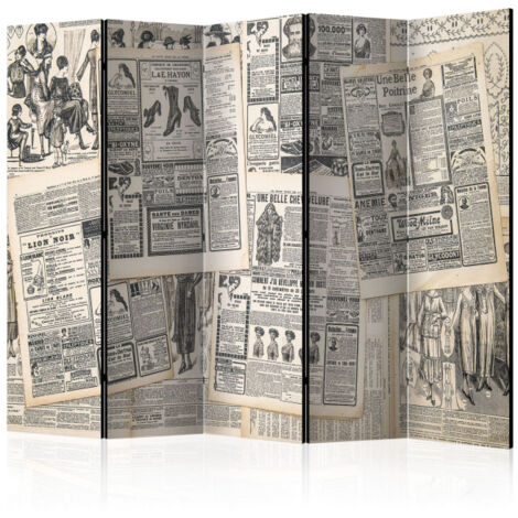 Paravent 5 Volets "Vintage Newspapers" 172x225cm (1/2)