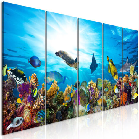 Tableau Imprimé "Coral Reef 5 Panneaux Narrow" 90x225cm (1/2)