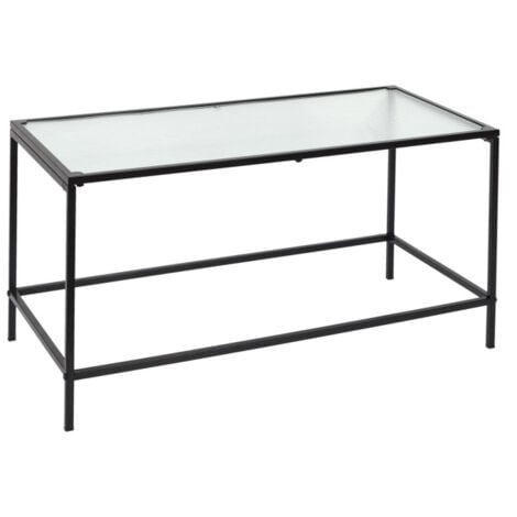 Table Basse Design Métal & Verre "Rosa" 80cm Noir