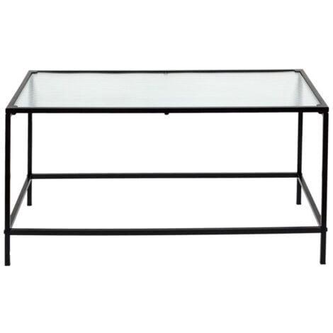 Table Basse Design Métal & Verre "Rosa" 80cm Noir