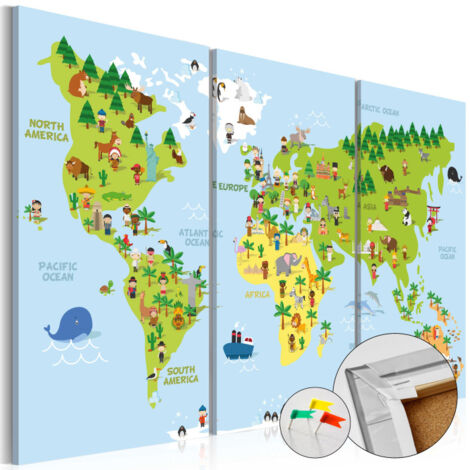 Tableau en Liège "Carte du Monde - Children's World" 40 x 60 cm (1/2)