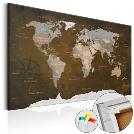 Tableau en Liège "Carte du Monde - Cinnamon Travels" 60 x 90 cm (1/2)