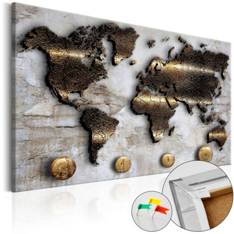 Tableau en Liège "Carte du Monde - Golden Journey" 40 x 60 cm (1/2)