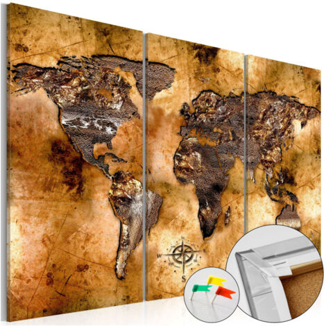 Tableau en Liège "Carte du Monde - Shade of Gold" 40 x 60 cm (1/2)