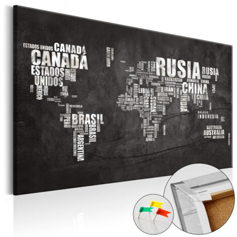 Tableau en Liège "Carte du Monde - Spanish Geography en Espagnol" 40 x 60 cm (1/2)