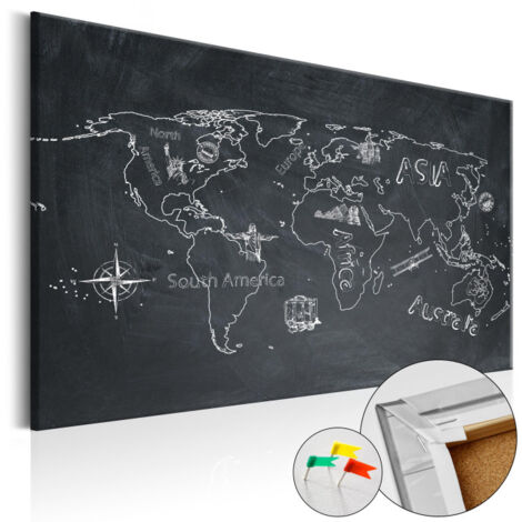 Tableau en Liège "Carte du Monde - Travel Broadens the Mind" 40 x 60 cm (1/2)