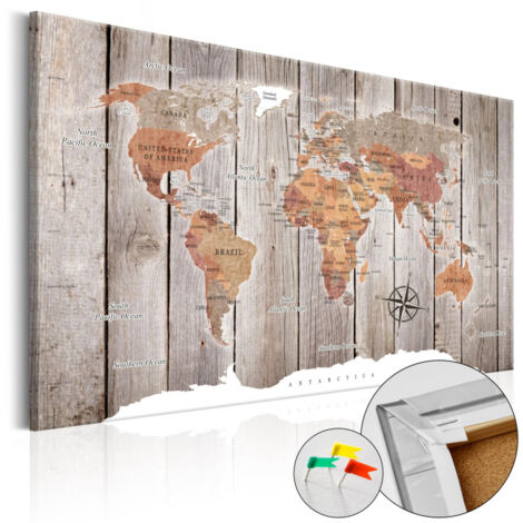 Tableau en Liège "Carte du Monde - Wooden Stories" 40 x 60 cm (1/2)