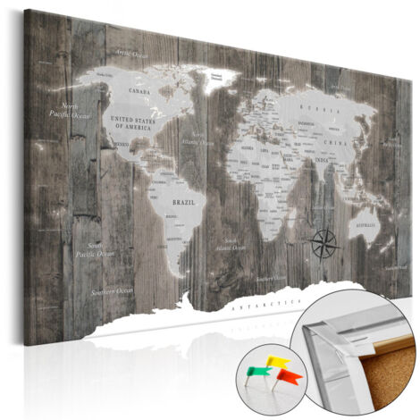 Tableau en Liège "Carte du Monde - World of Wood" 40 x 60 cm (1/2)