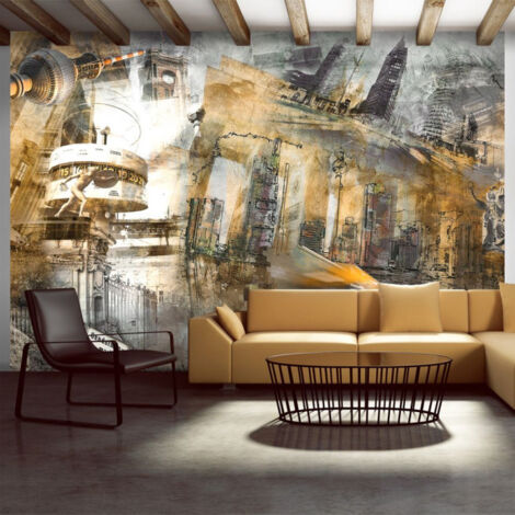 Papier Peint "Berlin Collage Orange" 140 x 200 cm (1/2)