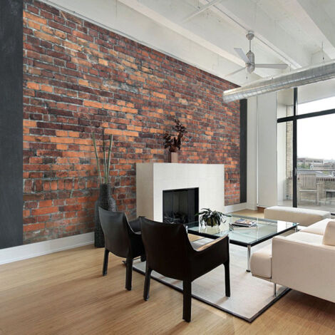 Papier Peint "Vintage Wall Red Brick" 70 x 100 cm (1/2)