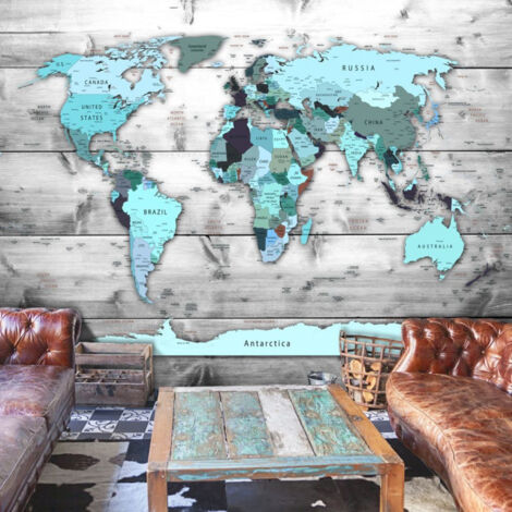 Papier Peint "World Map : Blue Continents" 70 x 100 cm (1/2)