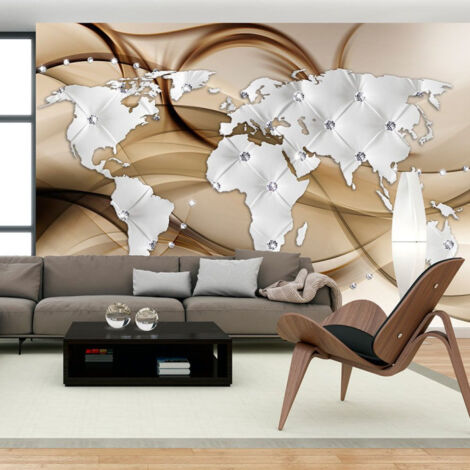 Papier Peint "World Map White & Diamonds" 280 x 400 cm (1/2)