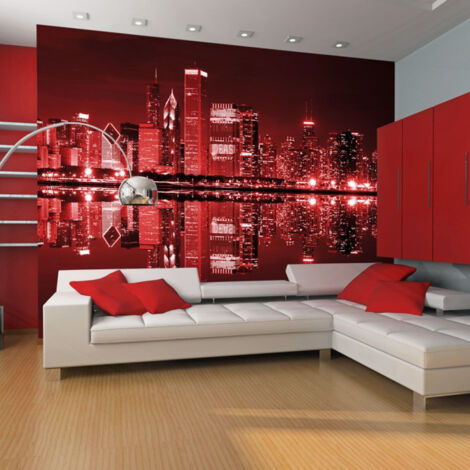 Papier Peint "Chicago Couleur du Vin Rouge" 193 x 250 cm (1/2)