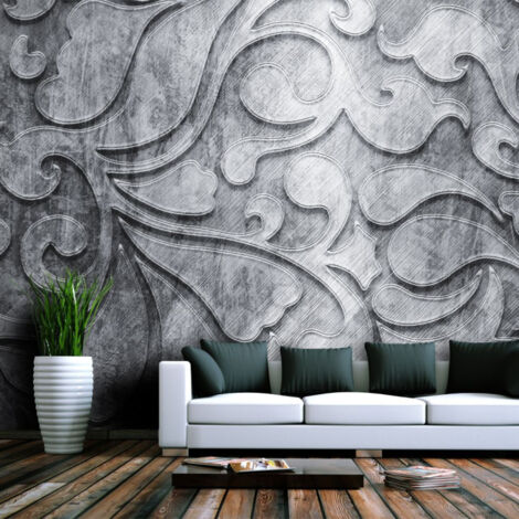 Papier Peint "Fond Argenté avec Motif Floral" 270 x 350 cm (1/2)